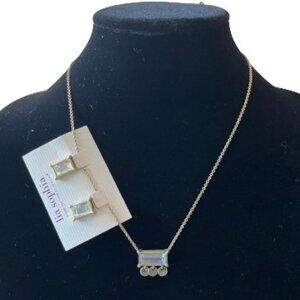 NWT Lia Sophia Creme Brulée Dreamer Crystal Matte Gold Tone Necklace & Earrings